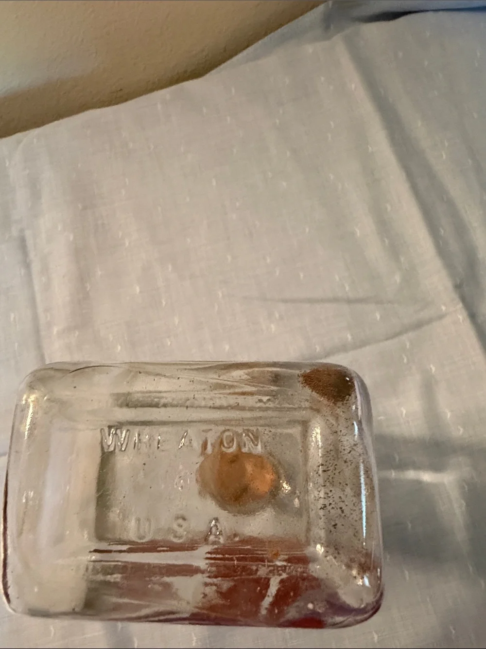 Glass Salad Dressing Bottle with Red Lettering and Cork Stopper